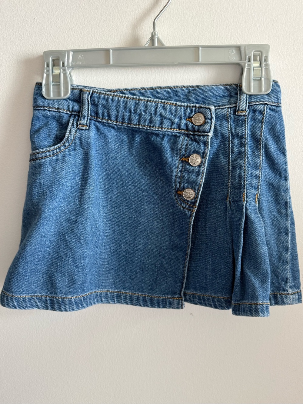 Mayoral Blue Denim Asymmetrical Button Mini Skirt